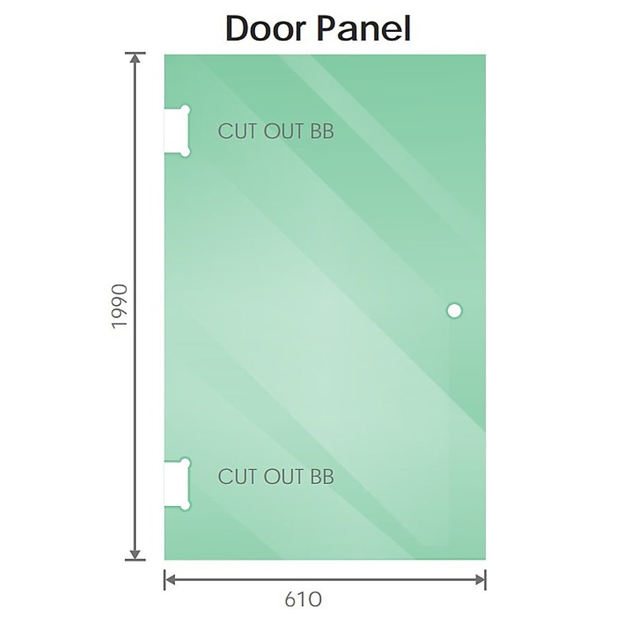 90cm Wall-to-Wall Frameless Shower Screen with Nickel Brackets, SS Hinges & U-Brackets