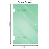 90cm Wall-to-Wall Frameless Shower Screen with Gunmetal Brackets, SS Hinges & F-Brackets and Floor F-Bracket - 45-Degree Angle