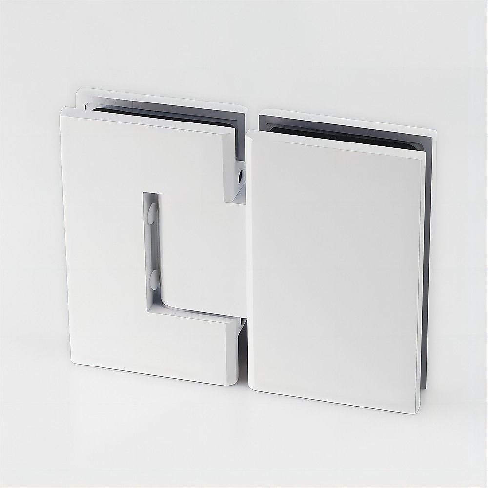 100cm Wall-to-Wall Frameless Shower Screen with White Brackets, SS Hinges & U-Brackets and Floor U-Bracket