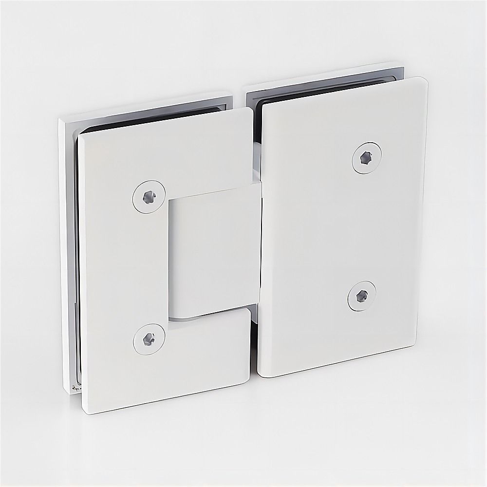 100cm Wall-to-Wall Frameless Shower Screen with White Brackets, SS Hinges & U-Brackets and Floor U-Bracket