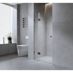 120cm Frameless Wall-to-Wall Shower Screen with Nickel Brackets & Brass Hinges ??Wall U-Brackets