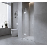 120cm Wall to Wall Frameless Shower Screen with White Channel and SS Hinges , Round Handle - Front View