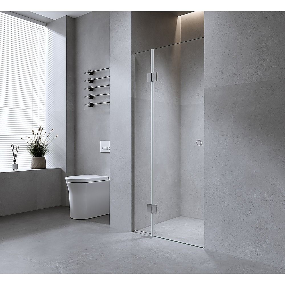 100cm Frameless Wall-to-Wall Shower Screen – Gold Wall Channel with Brass Hinges