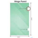 120x100cm Corner Frameless Shower Screen with White Channel and SS Hinges, Round Handle - Close-Up Angle