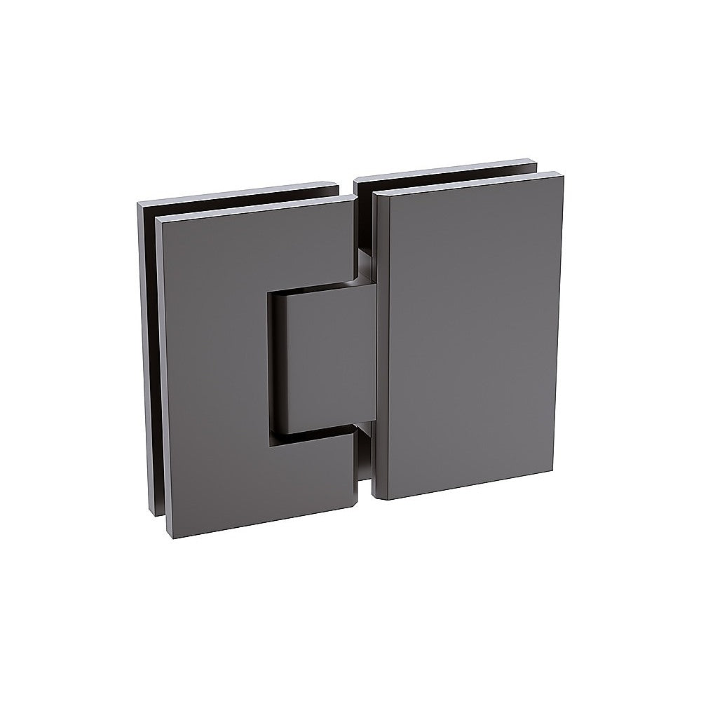 110x110cm Corner Frameless Shower Screen with Gunmetal Brackets and Brass Hinges, Round Handle
