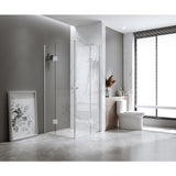 90x90cm Double Door Corner Shower with White Channels and SS Hinges, Round Handle - Front View