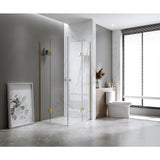 90x100cm Double Door Corner Shower with White Channels and SS Hinges, Round Handle