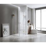 90x100cm Double Door Corner Shower – Gunmetal U-Brackets with SS Hinges for Contemporary Bathrooms