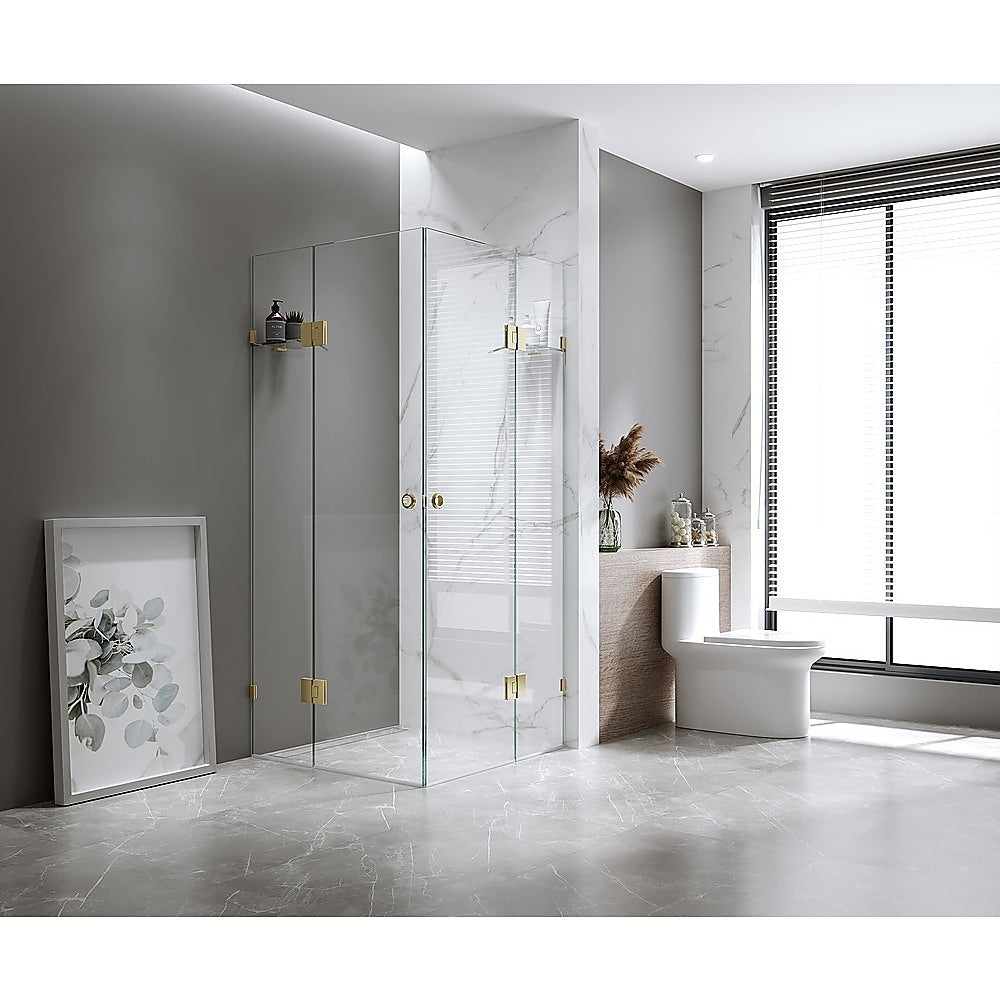 100x120cm Double Door Corner Shower ??White Wall U-Brackets with SS Hinges for Contemporary Bathrooms