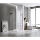 90x90cm Double Door Corner Shower with Chrome Channels and Brass Hinges, Round Handle