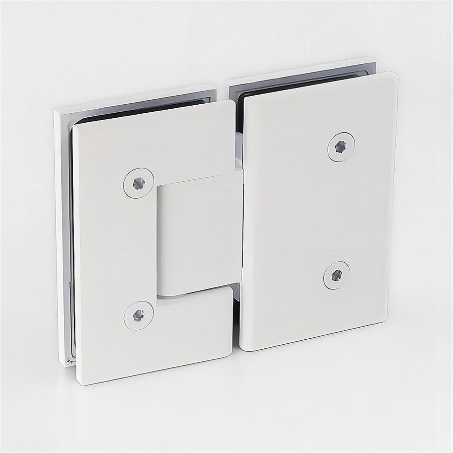 120x120cm Double Door Corner Shower – White F-Brackets with Brass Hinges for Modern Bathrooms