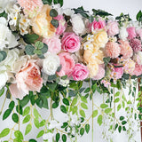 1M Artificial Flower Runner Arrangement Panel Wall Rose DIY Wedding Party Décor - 45-Degree Angle