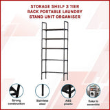 Storage Shelf 3 Tier Rack Portable Laundry Stand Unit Organiser - Side View