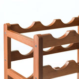 Bamboo Wine Rack Free Standing 15 Bottles with 6 Glasses Holder Storage in Brown - Top-Down View