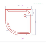 100x100cm Rounded Curved Shower Base in Black - 45-Degree Angle