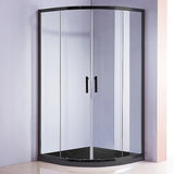 90x90cm Rounded Curved Shower Base in Black - Side View