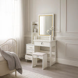 Dressing Table LED Makeup Mirror Stool Set Vanity Desk With Drawer Lighted - 45-Degree Angle