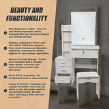 Dressing Table LED Makeup Mirror Stool Set Vanity Desk With Drawer Lighted - Extra Image