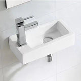 Small Compact Bathroom Cloakroom Hand Wash Basin Sink Ceramic Wall Hung - Front View