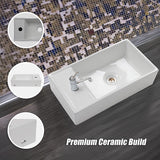 Small Compact Bathroom Cloakroom Hand Wash Basin Sink Ceramic Wall Hung - Rear View