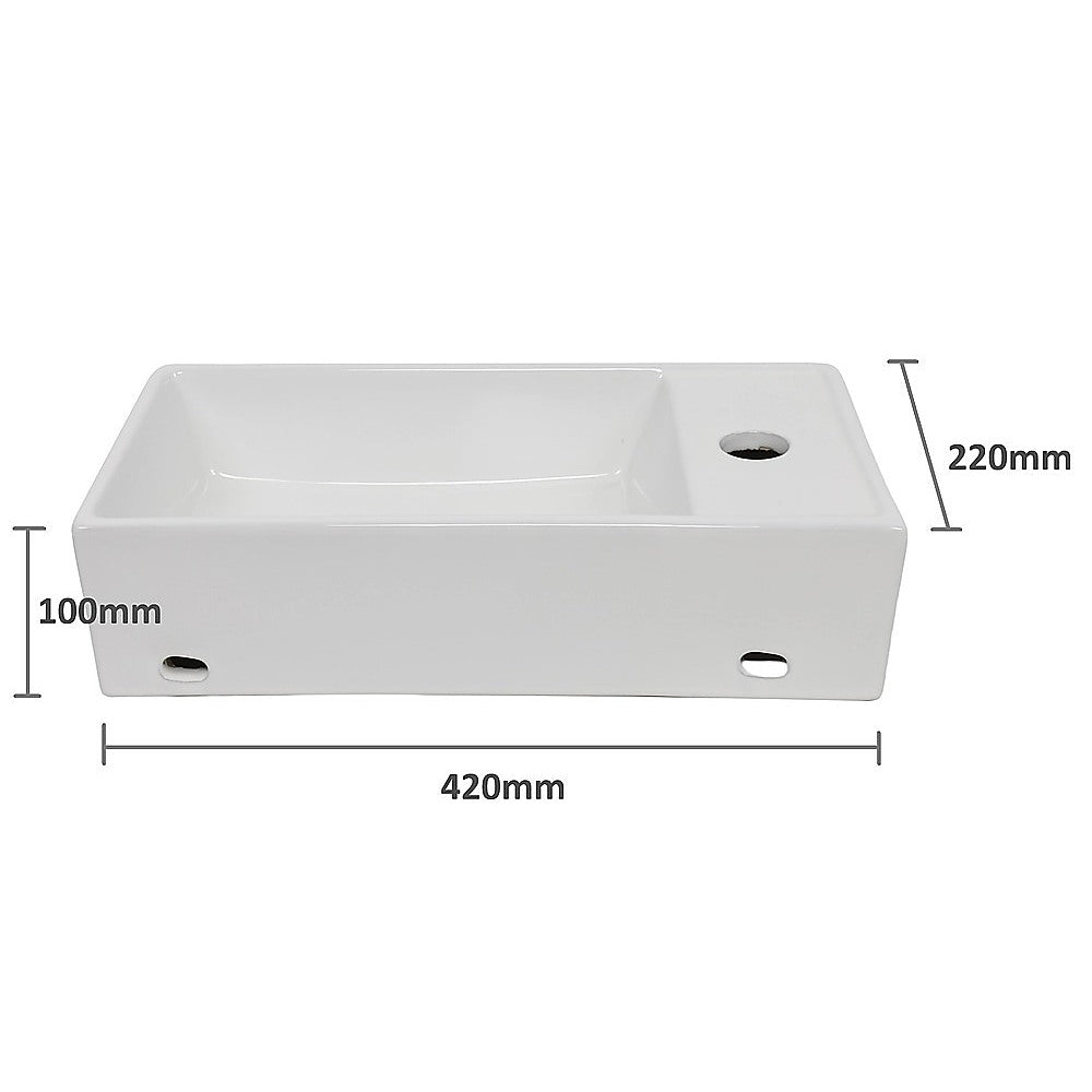 Small Compact Bathroom Cloakroom Hand Wash Basin Sink Ceramic Wall Hung