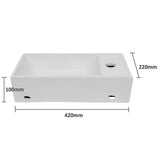 Small Compact Bathroom Cloakroom Hand Wash Basin Sink Ceramic Wall Hung - Extra Image