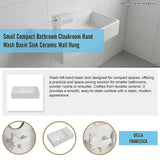 Small Compact Bathroom Cloakroom Hand Wash Basin Sink Ceramic Wall Hung - Close-Up Angle