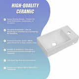 Small Compact Bathroom Cloakroom Hand Wash Basin Sink Ceramic Wall Hung - Low Angle