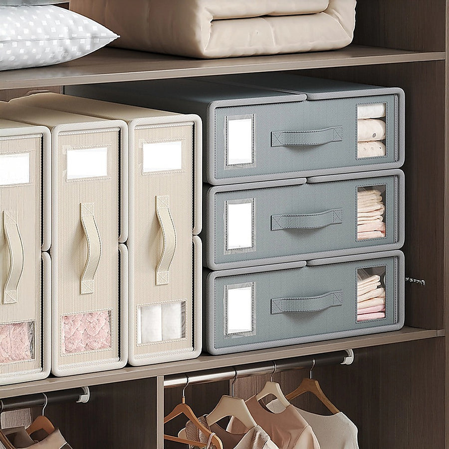 4PCS Foldable Bed Sheet Set Organizer Fabric Storage Bins with Handle Storage Box