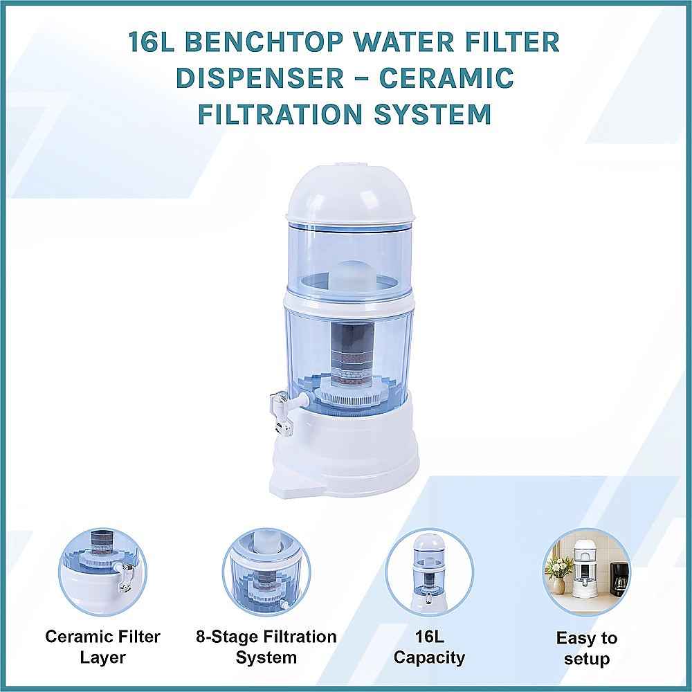16L Benchtop Water Filter Dispenser ??Ceramic Filtration System