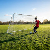 3.6m x 1.8m Portable Soccer Goal Net Steel Post Frame Backyard Football Training Set - Top-Down View