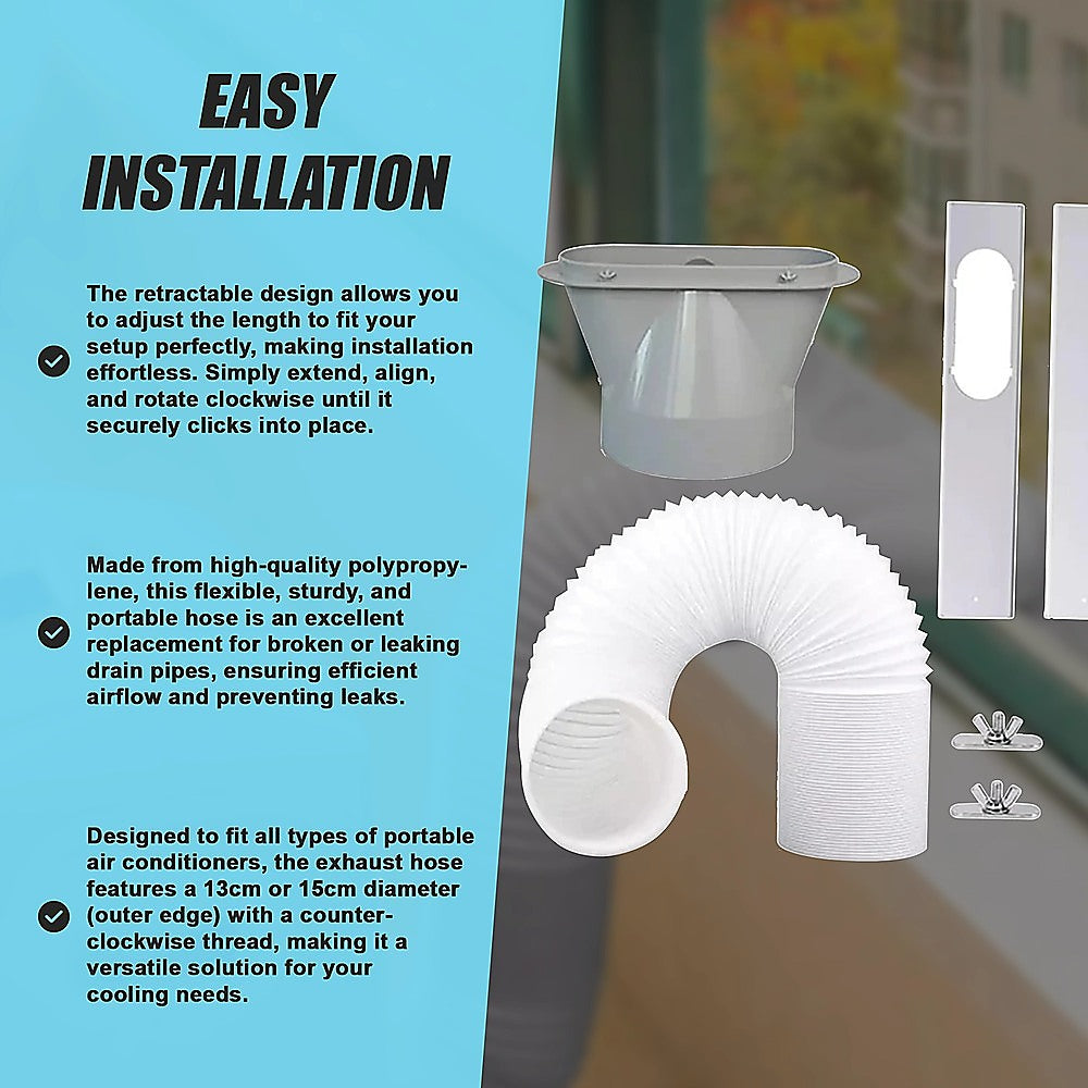 Portable Air Conditioner Window Kit ??Exhaust Hose Adaptor Pipe & Slide Plate