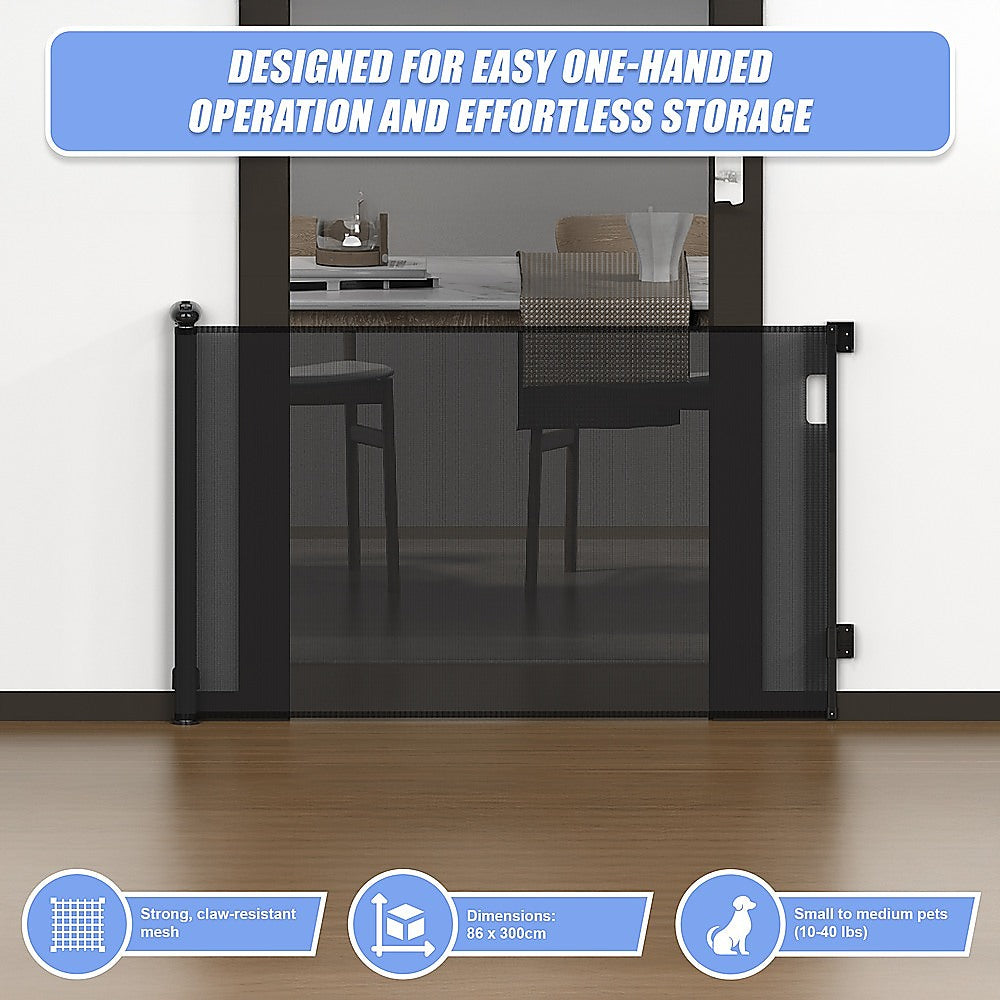 Retractable Baby Safety Fence Pet Stair Gate Barrier for Kids Dog Cat 3M