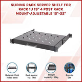 Sliding Rack Server Shelf 1U 19" 4 Post Mount ??Adjustable 15" to 22" Rack Tray