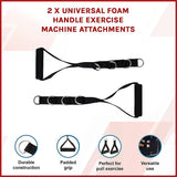 2 x Universal Foam Handle Exercise Machine Attachments - Side View