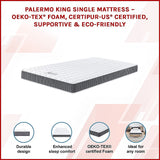 King Single Memory Foam Mattress – OEKO-TEX® Textile & CertiPUR-US® Certified Foam - Side View