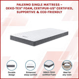 PALERMO Single Memory Foam Mattress - OEKO-TEX® & CertiPUR-US® Certified - Side View