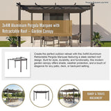 3x4M Aluminium Pergola Marquee with Retractable Roof – Garden Canopy - Extra Image