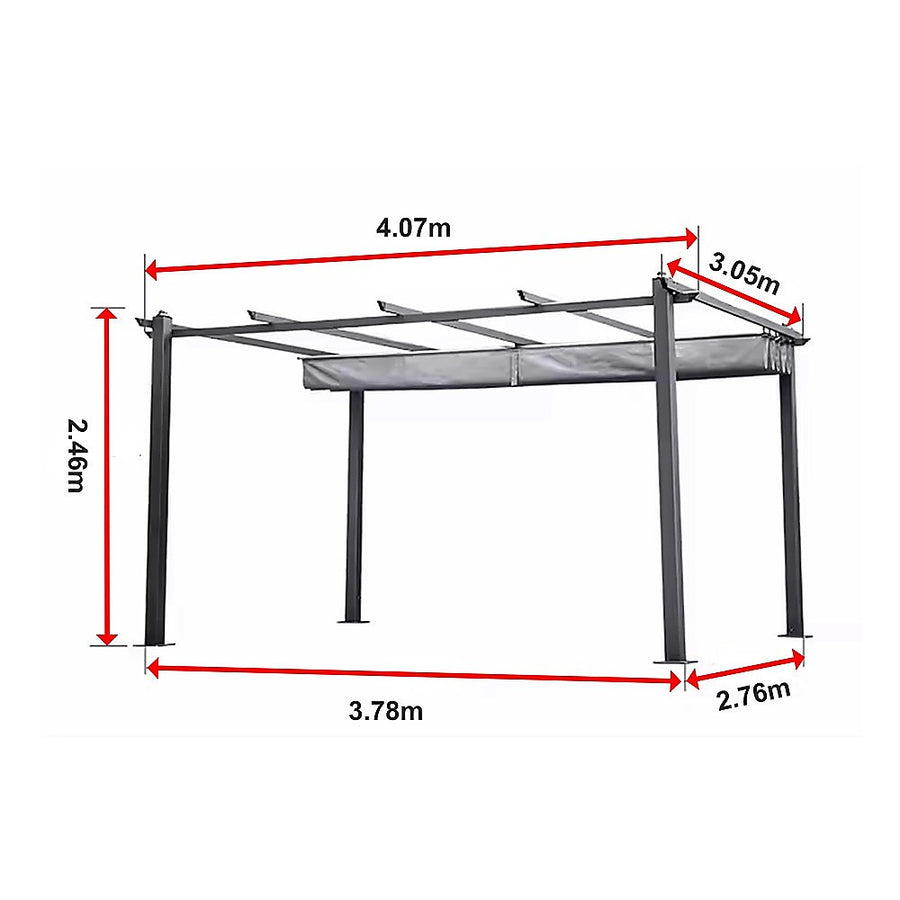 3x4M Aluminium Pergola Marquee with Retractable Roof – Garden Canopy