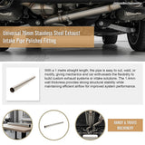 Universal 76mm Stainless Steel Exhaust Intake Pipe Polished Fitting - Extra Image