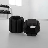 2-Piece Ankle & Wrist Weights – 2kg Pair Adjustable Workout Bangles (Black) - Front View