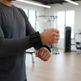 2-Piece Ankle & Wrist Weights – 2kg Pair Adjustable Workout Bangles (Black) - Close-Up Angle