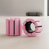 2-Piece Ankle & Wrist Weights – 1kg Pair Adjustable Workout Bangles (Pink) - Front View