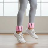 2-Piece Ankle & Wrist Weights – 1kg Pair Adjustable Workout Bangles (Pink)