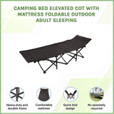 Camping Bed Elevated Cot with Mattress Foldable Outdoor Adult Sleeping - Side View