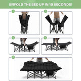 Camping Bed Elevated Cot with Mattress Foldable Outdoor Adult Sleeping