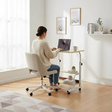 Height Adjustable Rolling Overbed Table 60cm Mobile Computer Desk