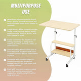 Height Adjustable Rolling Overbed Table 60cm Mobile Computer Desk - Extra Image