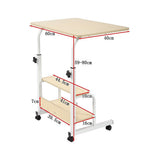 Height Adjustable Rolling Overbed Table 60cm Mobile Computer Desk