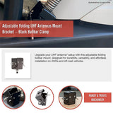 Adjustable Folding UHF Antennas Mount Bracket – Black Bullbar Clamp